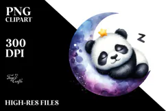 Whimsical Cute Baby Panda Sleeping on the Moon PNG Product Image 2