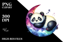 Whimsical Cute Baby Panda Sleeping on the Moon PNG Product Image 2