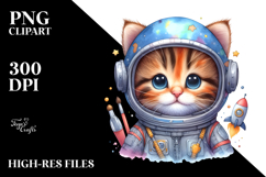 Funny Astronaut Helmet Kitten for Summer Clipart Product Image 2