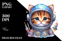 Funny Astronaut Helmet Kitten for Summer Clipart Product Image 2