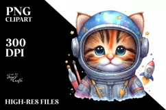 Funny Astronaut Helmet Kitten for Summer Clipart Product Image 3