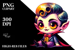 Vampire Sitting with Retro Haircut PNG Product Image 2