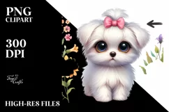 Whimsical Baby Maltese Standing Up Clipart Product Image 3