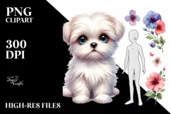 Whimsical Baby Maltese Standing Up Clipart Product Image 1