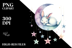 Boho Baby Bunny on Moon, Transparent PNG Product Image 2