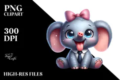 Whimsical Elephant with Tongue Out, Transparent PNG Product Image 2