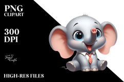 Whimsical Cartoon Elephant PNG Product Image 2