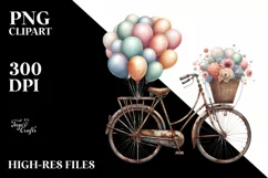 Vintage Rusted Bicycle Balloons Clipart Product Image 1