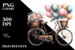 Vintage Rusted Bicycle Balloons Clipart Product Image 1