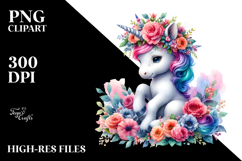 Sitting Baby Unicorn with Floral Wreath Product Image 2