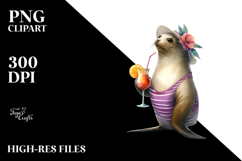 Happy Seal in Beachwear, Transparent PNG Product Image 2
