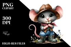 Expressive Watercolor Mouse with Rain Boots Clipart Product Image 2