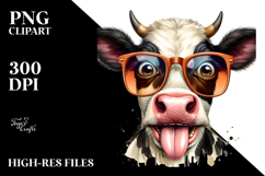 Funny Cow with Sunglasses PNG Product Image 2