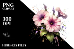 Petunia with Watercolor Splash PNG Product Image 2