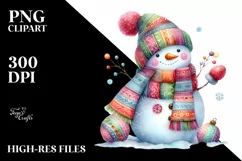 Colorful Snow Man with Scarf PNG Product Image 2