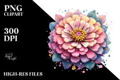 Zinnia with Watercolor Splash PNG Product Image 2