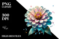 Zinnia with Watercolor Splash PNG Product Image 2