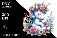 Playful Baby Unicorn with Floral Wreath Product Image 2