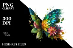 Abstract Vibrant Watercolor Butterfly, Transparent PNG Product Image 3