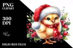 Watercolor Christmas Chicken PNG Product Image 3
