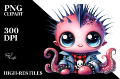 Energetic Baby Octopus with Punk Look PNG Product Image 2