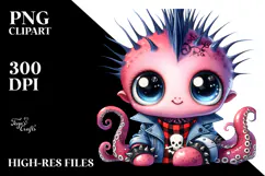 Energetic Baby Octopus with Punk Look PNG Product Image 2