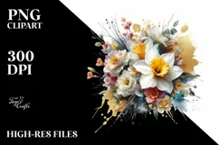 Colorful Abstract Bouquet with Gold Foil Daffodil | Product Image 1