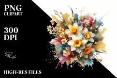 Colorful Abstract Bouquet with Gold Foil Daffodil | Product Image 1