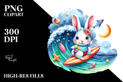 Colorful Funny Rabbit Surfing for Summer Clipart Product Image 2