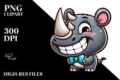 Mischievous Rhino with Bow Tie, PNG Product Image 2