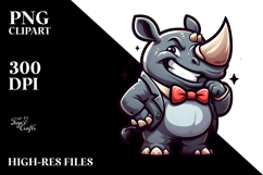 Mischievous Rhino with Bow Tie, PNG Product Image 2