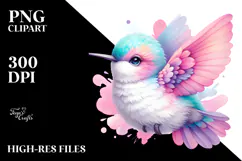 Cute Pastel Hummingbird PNG Product Image 2