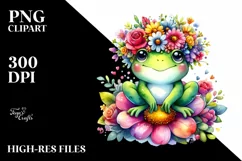 Cartoon-Style Frog with Flower Crown | Vibrant Product Image 1