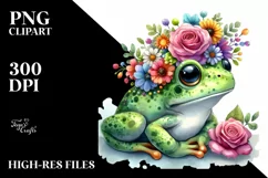 Cartoon-Style Frog with Flower Crown | Vibrant Product Image 3