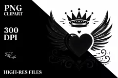 Heart with Wings and Crown, Transparent PNG Product Image 2