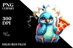 Bored Peacock Holding Pizza Slice | Clipart Product Image 3