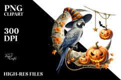 Parrot on Moon Halloween PNG Product Image 2