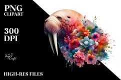Artistic Walrus,Flower Watercolor | Clipart Product Image 1