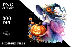 Witch Watercolor Drawing | Clipart Product Image 2