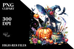 Witch Watercolor Drawing | Clipart Product Image 2
