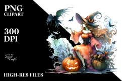 Witch Watercolor Drawing | Clipart Product Image 2