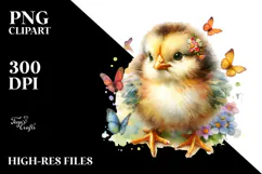 Adorned Baby Chicken in Watercolor PNG Product Image 2