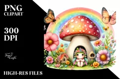 Fairy House Rainbow Watercolor | Clipart Product Image 1