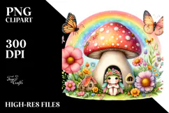 Fairy House Rainbow Watercolor | Clipart Product Image 2