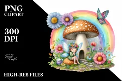 Fairy House Rainbow Watercolor | Clipart Product Image 3
