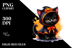 Cute Baby Black Cat Dressed for Halloween, High-Res PNG Product Image 2