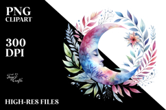 Whimsical Moon with Foliage, PNG Product Image 2
