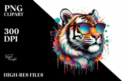 Colorful Tiger Watercolor Clipart Product Image 1