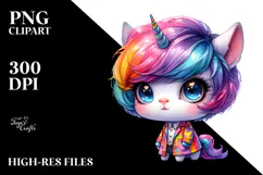 Cute Baby Unicorn in Style PNG Product Image 2