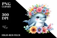 Cute Colorful Dolphin Baby | Clipart Product Image 1